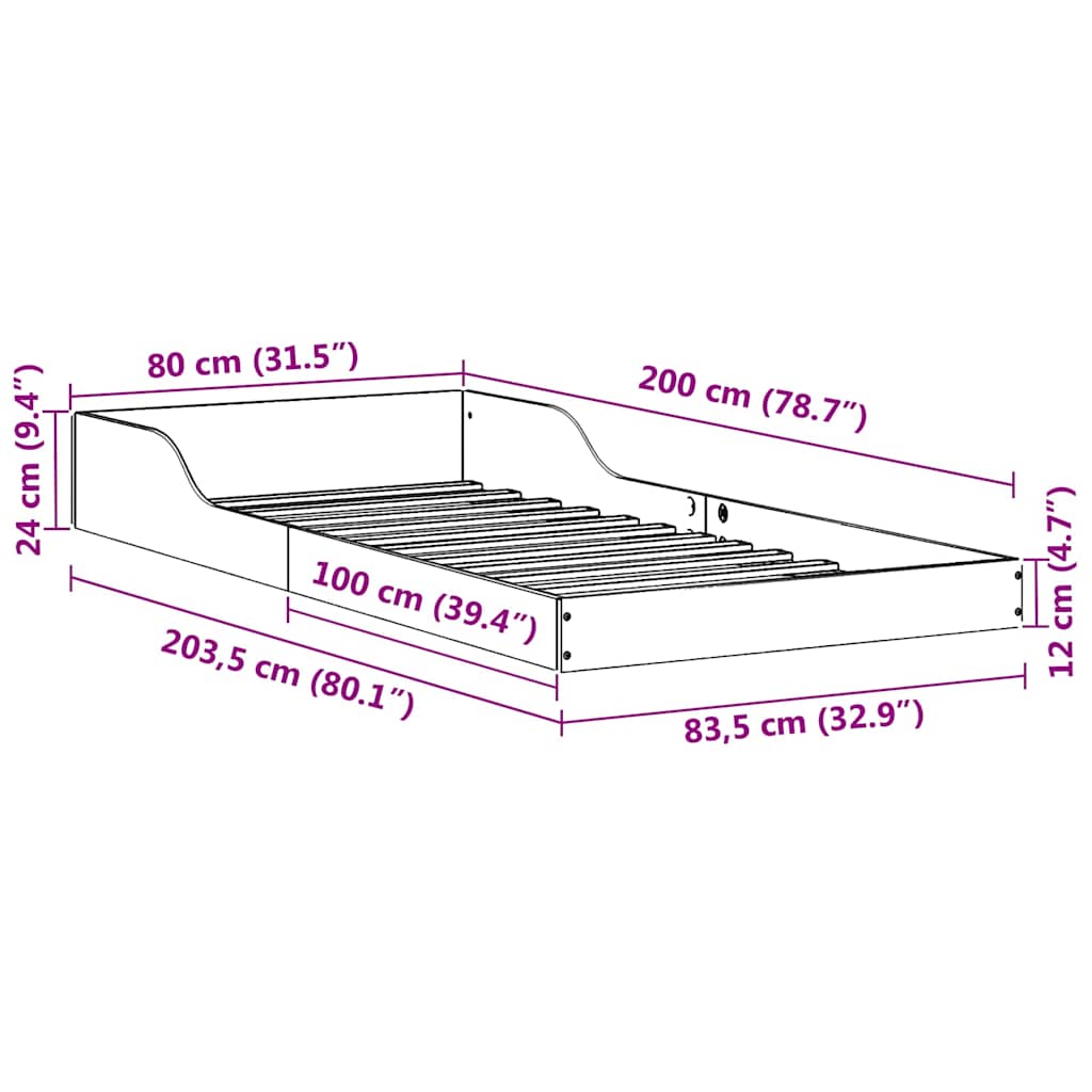 Sengestel Voks brun 80 x 200 cm Massiv fyrretræ