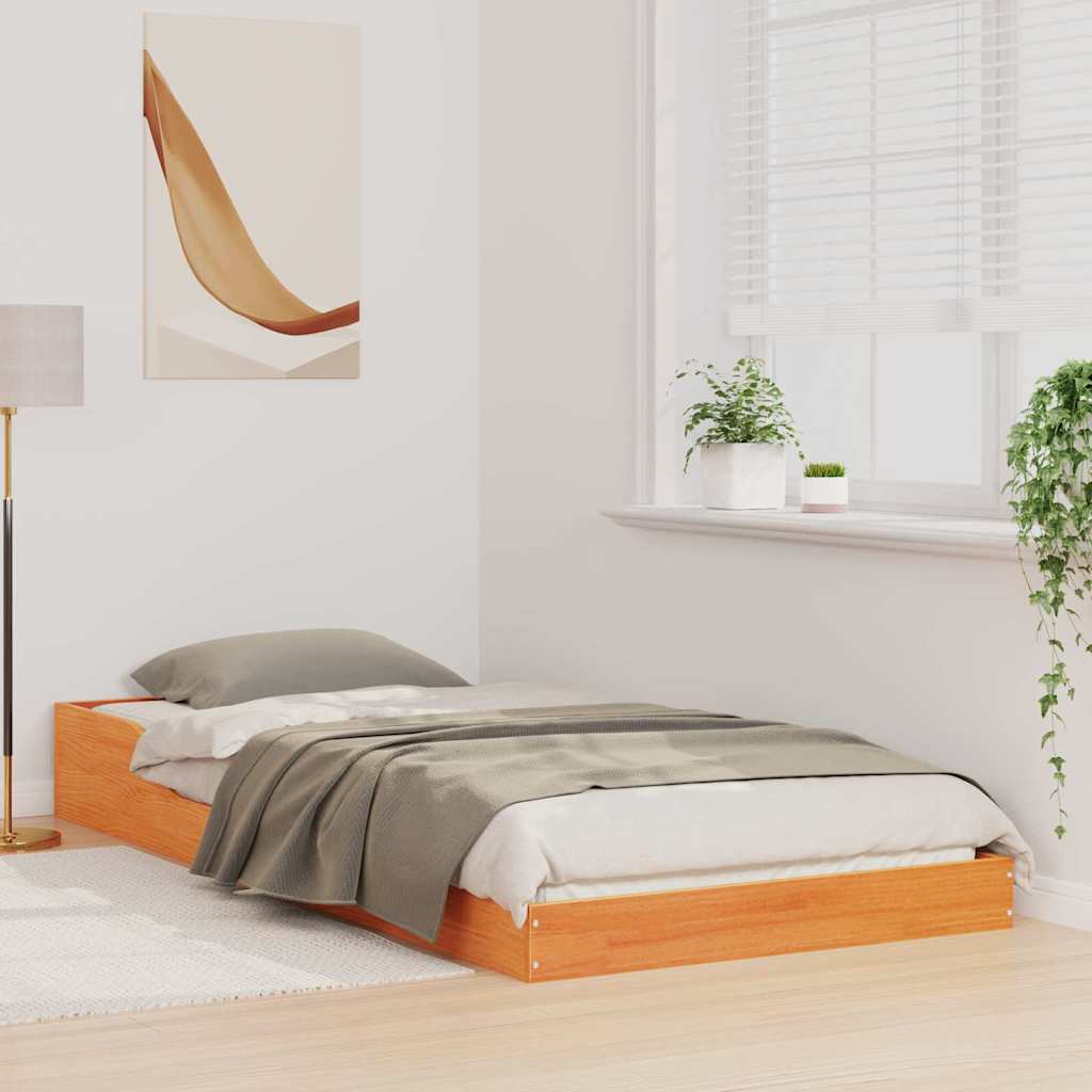 Sengestel Voks brun 75 x 190 cm Massiv fyrretræ