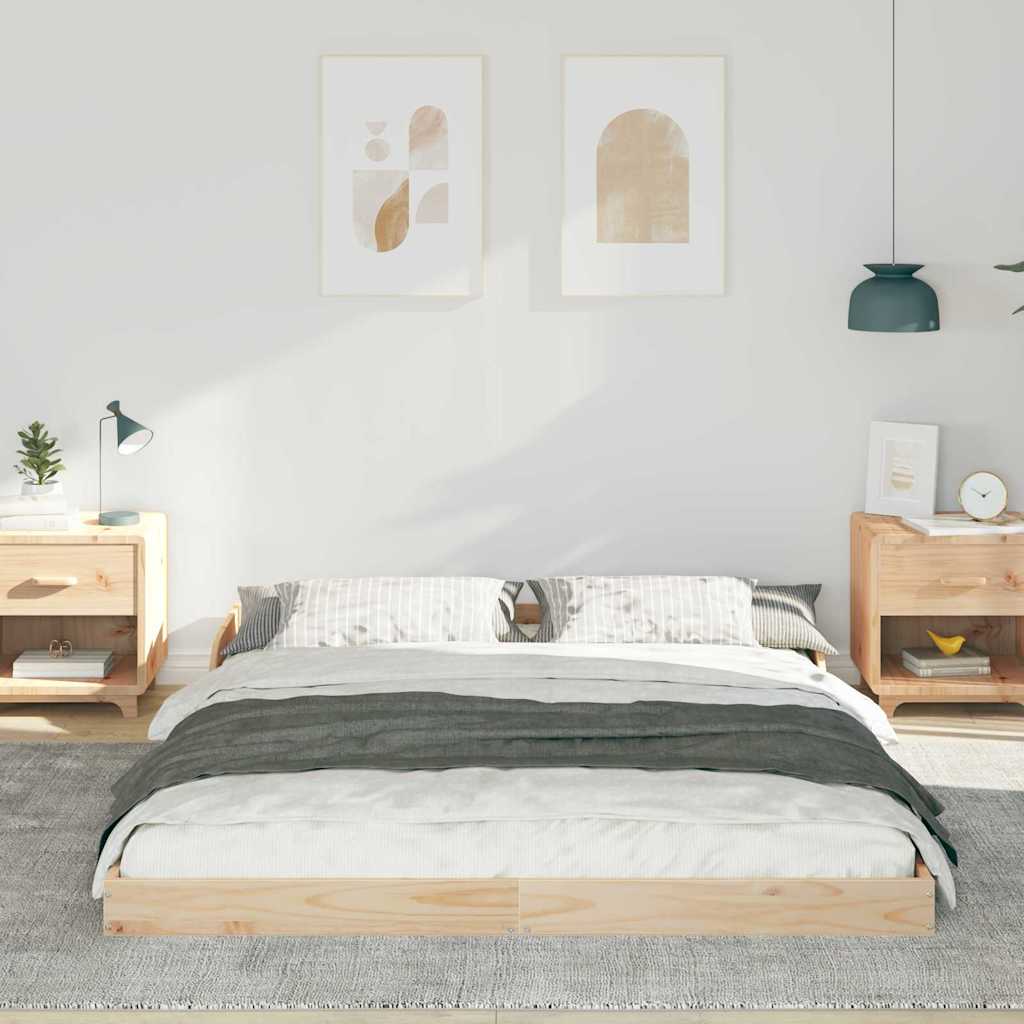 Sengestel Brun 140 x 210 cm Massiv fyrretræ