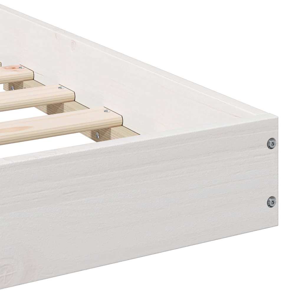 Sengestel Hvid 140 x 210 cm Massiv fyrretræ