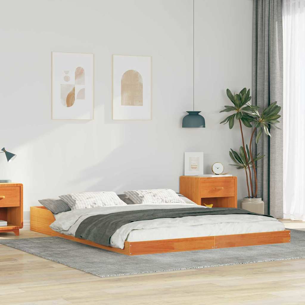 Sengestel Voks brun 140 x 210 cm Massiv fyrretræ