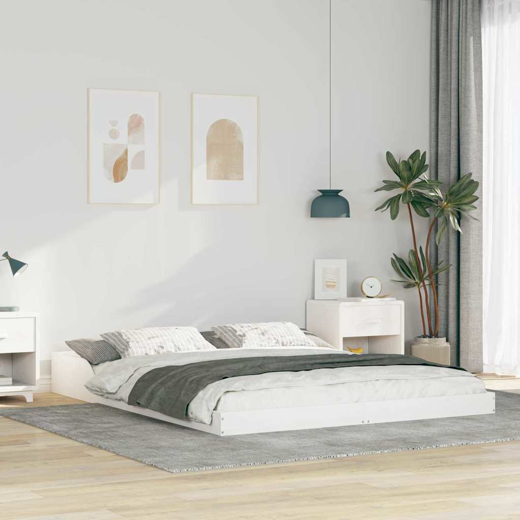 Sengestel Hvid 160 x 210 cm Massiv fyrretræ
