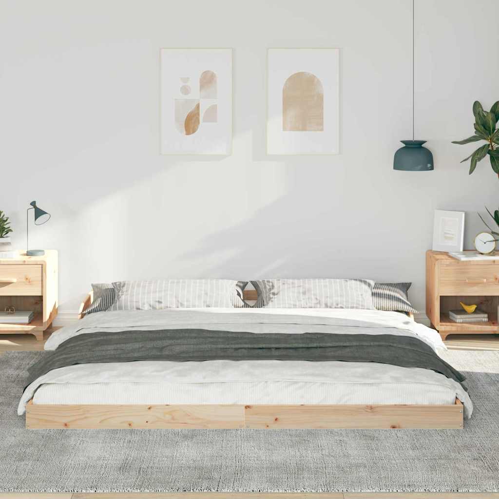 Sengestel Brun 200 x 210 cm Massiv fyrretræ