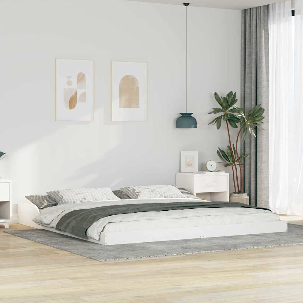 Sengestel Hvid 200 x 210 cm Massiv fyrretræ