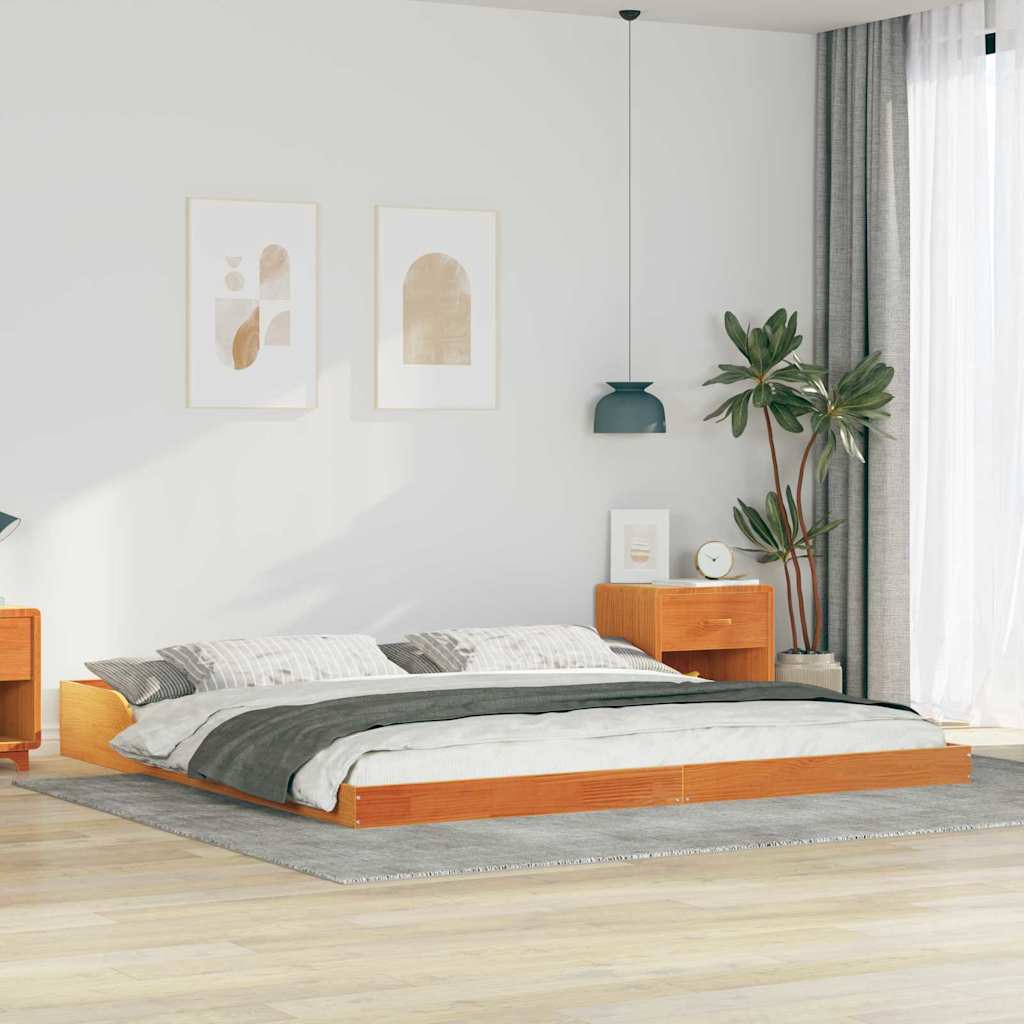 Sengestel Voks brun 200 x 210 cm Massiv fyrretræ