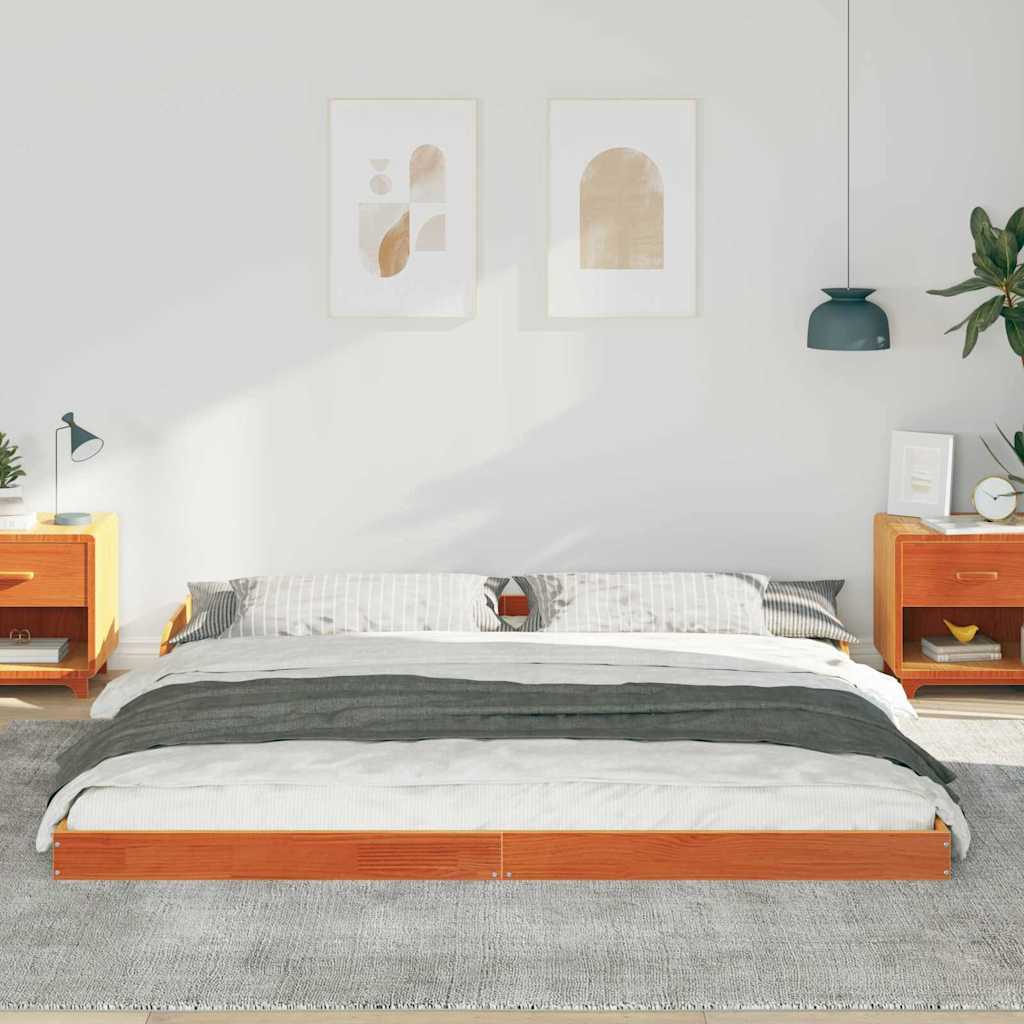 Sengestel Voks brun 200 x 210 cm Massiv fyrretræ