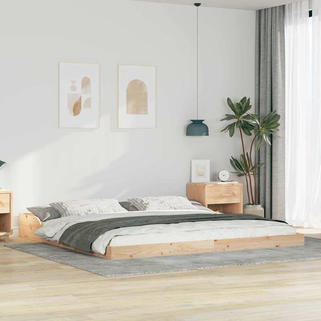 Sengestel Brun 200 x 220 cm Massiv fyrretræ