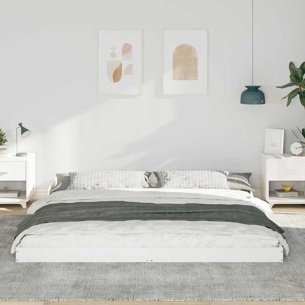 Sengestel Hvid 200 x 220 cm Massiv fyrretræ
