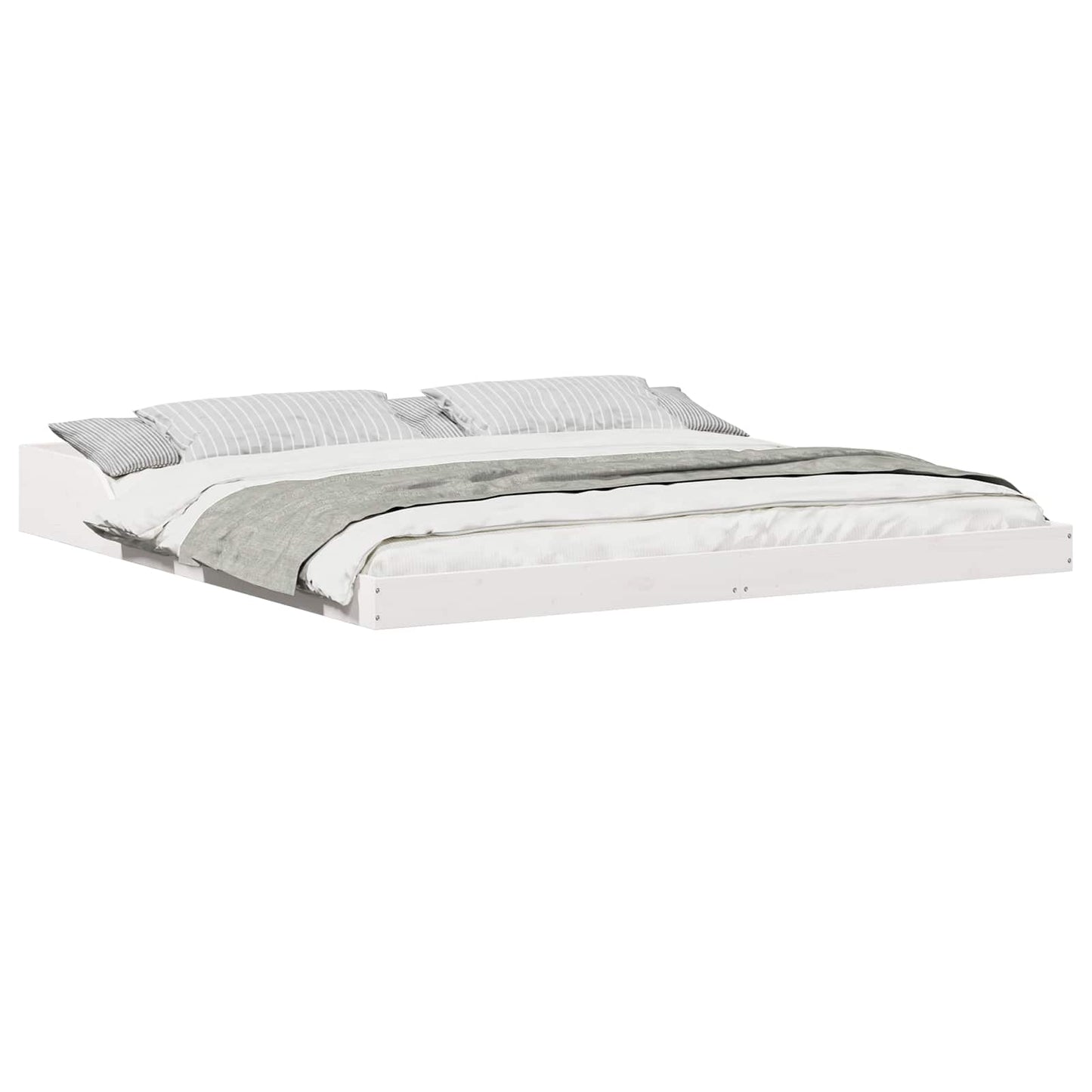 Sengestel Hvid 200 x 220 cm Massiv fyrretræ