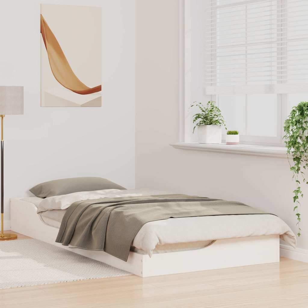 Sengestel Hvid 100 x 200 cm Massiv fyrretræ