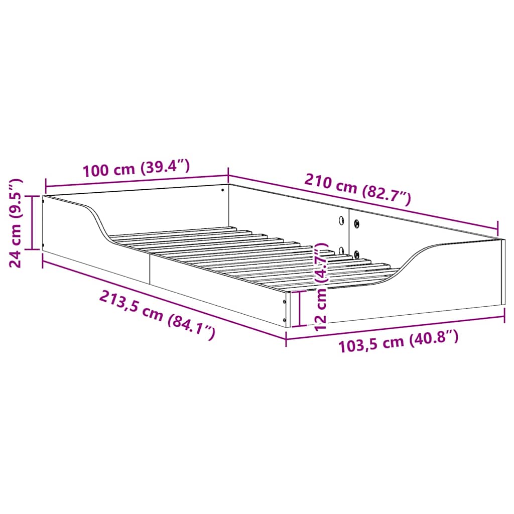 Sengestel Voks brun 100 x 210 cm Massiv fyrretræ