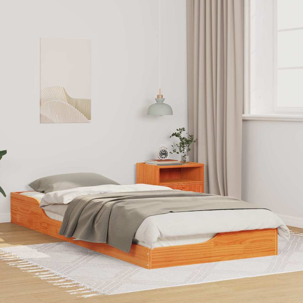 Sengestel Voks brun 80 x 220 cm Massiv fyrretræ