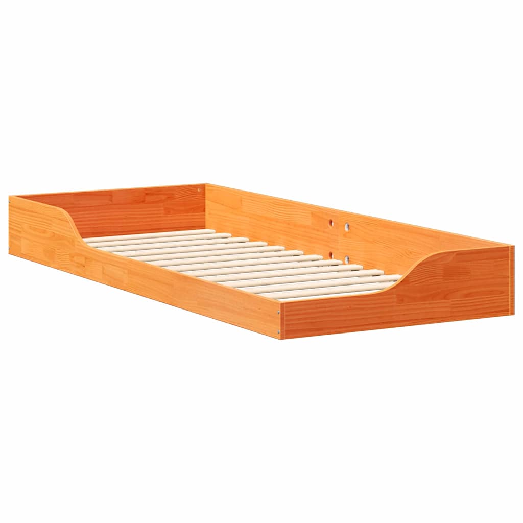 Sengestel Voks brun 80 x 220 cm Massiv fyrretræ