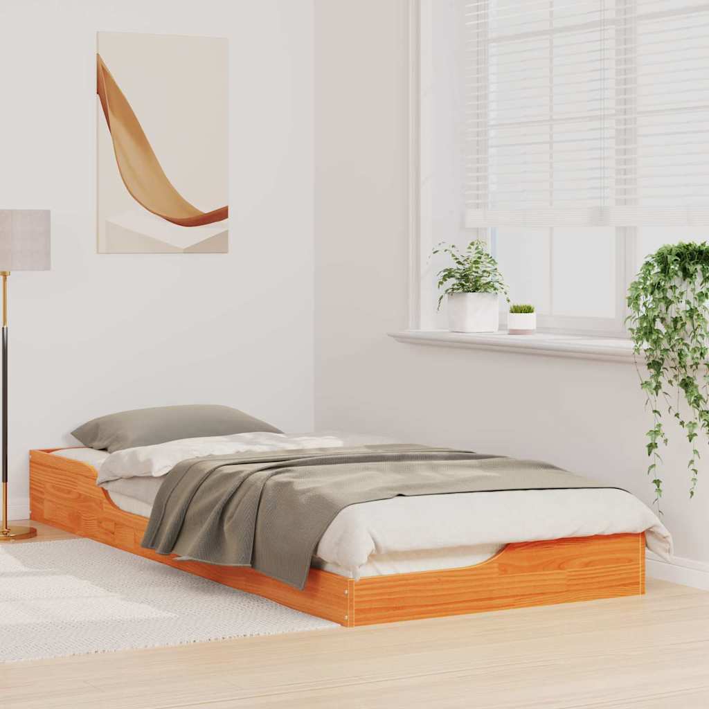 Sengestel Voks brun 90 x 220 cm Massiv fyrretræ