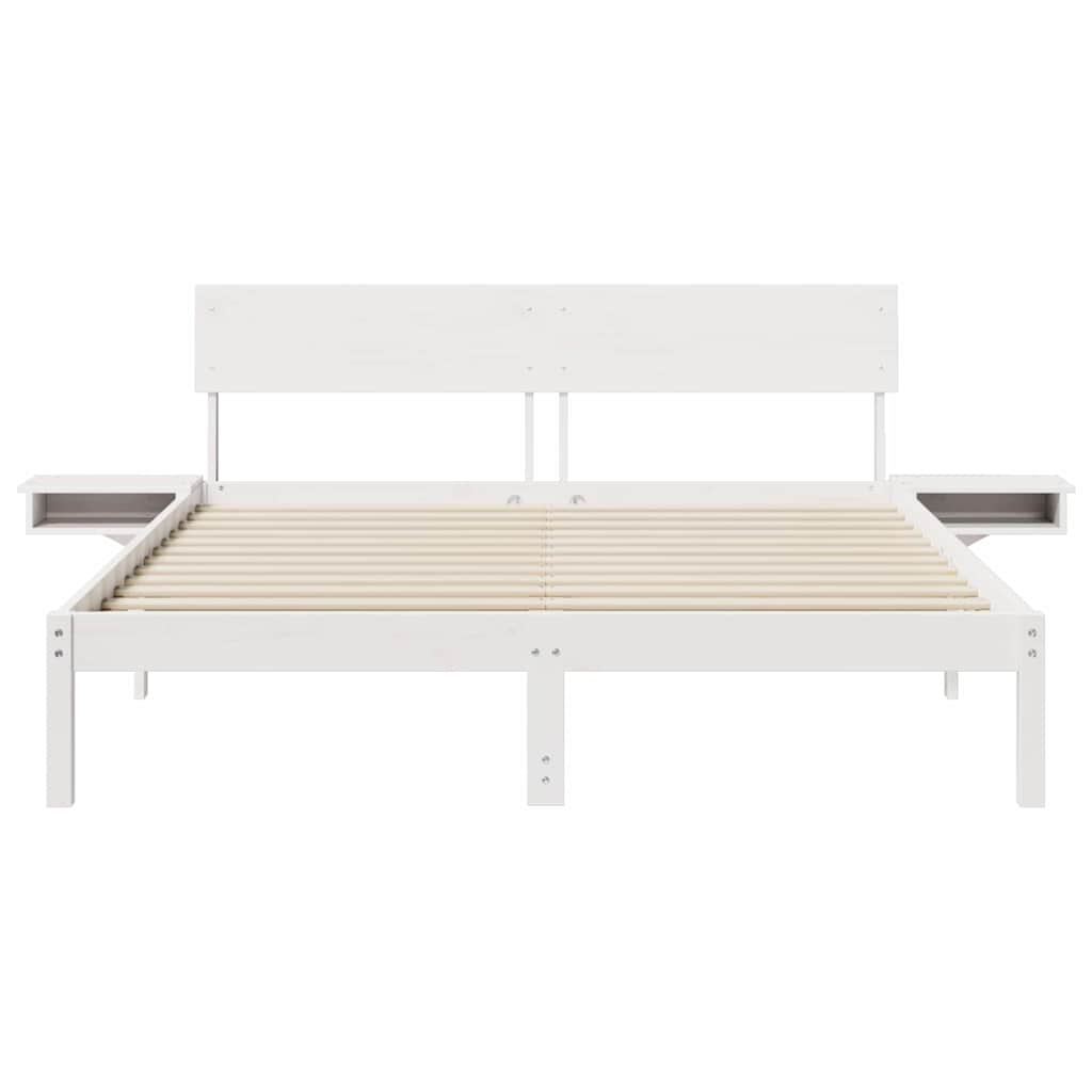 Sengestel med hovedgærde Hvid 160 x 200 cm Massiv fyrretræ
