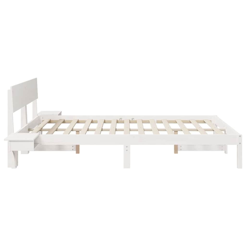 Sengestel med hovedgærde Hvid 160 x 200 cm Massiv fyrretræ