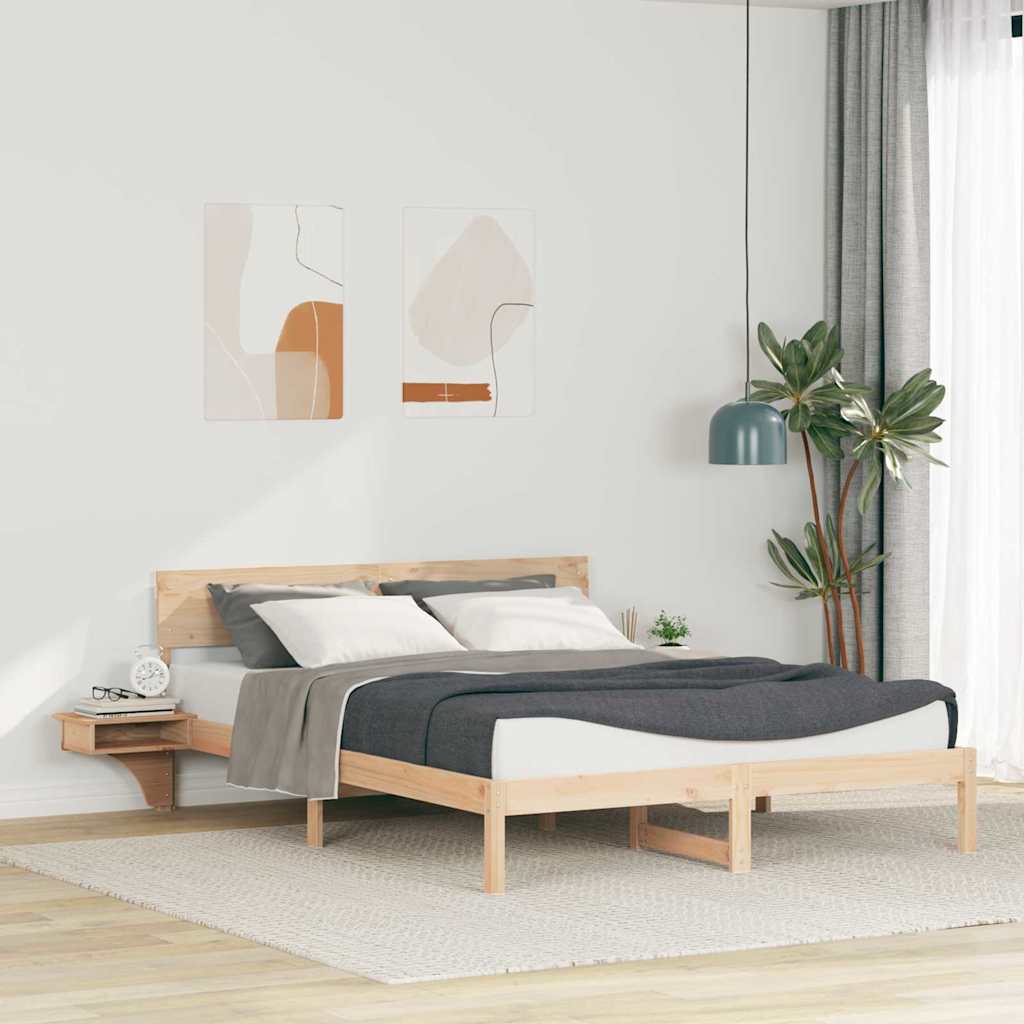 Sengestel med hovedgærde Brun 150 x 200 cm Massiv fyrretræ