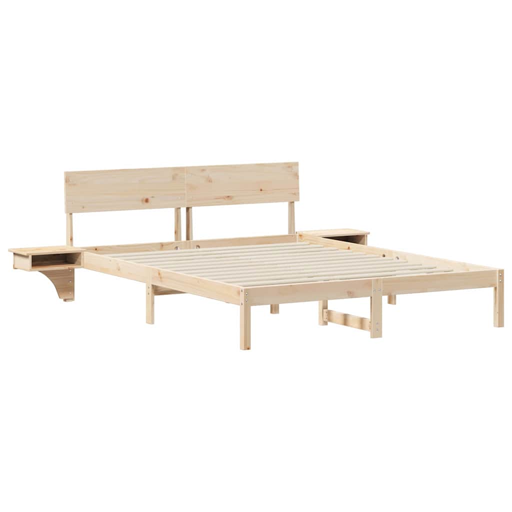 Sengestel med hovedgærde Brun 150 x 200 cm Massiv fyrretræ