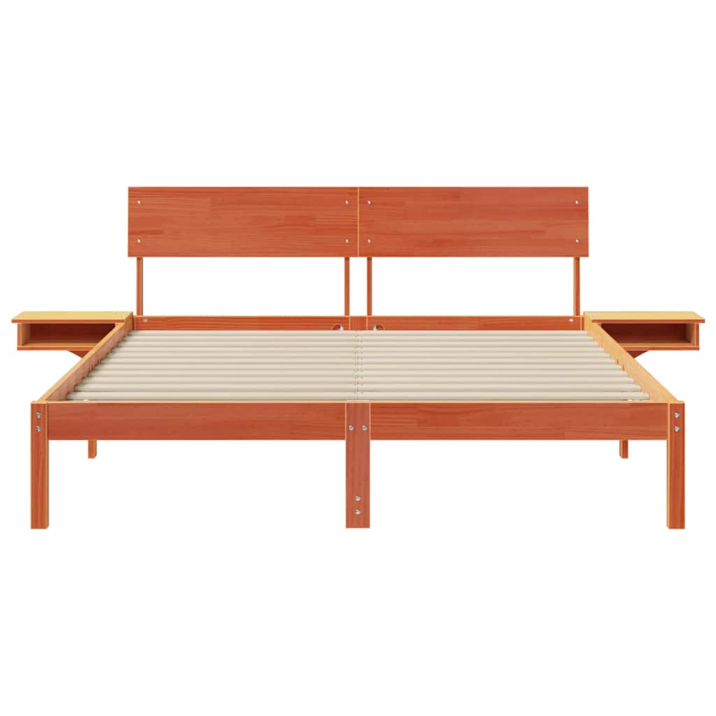 Sengestel med hovedgærde Voks brun 150 x 200 cm Massiv fyrretræ