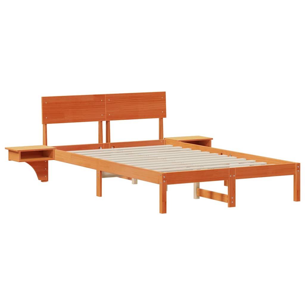 Sengestel med hovedgærde Voks brun 140 x 200 cm Massiv fyrretræ