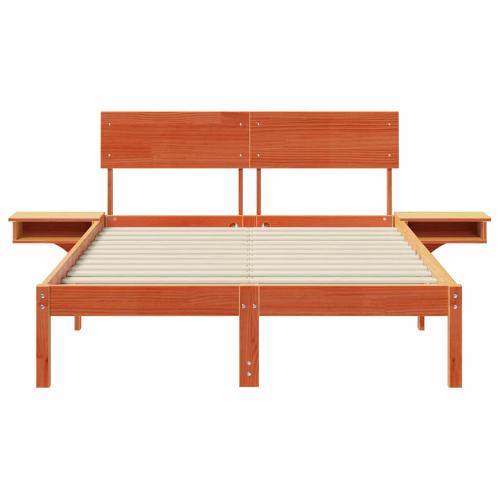 Sengestel med hovedgærde Voks brun 140 x 200 cm Massiv fyrretræ