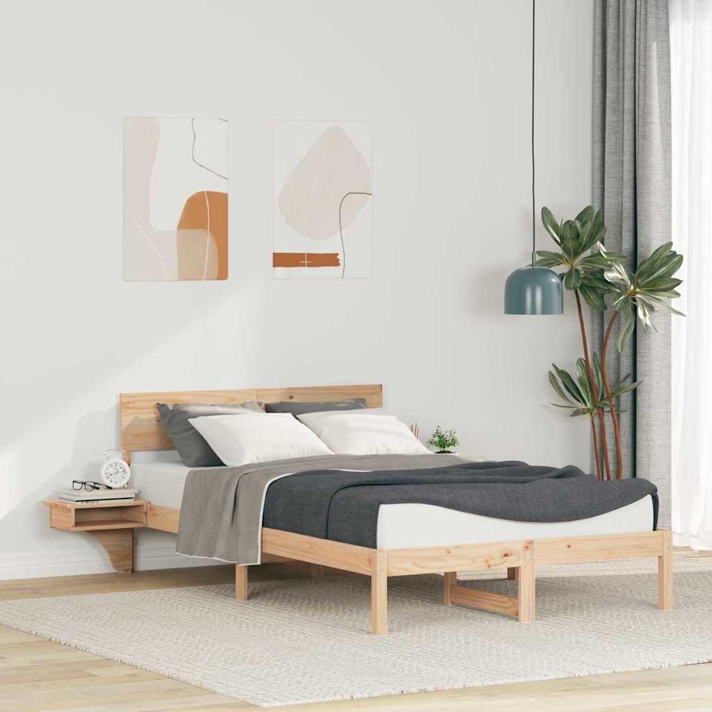 Sengestel med hovedgærde Brun 120 x 200 cm Massiv fyrretræ