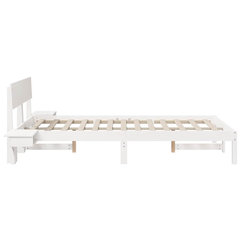 Sengestel med hovedgærde Hvid 120 x 200 cm Massiv fyrretræ