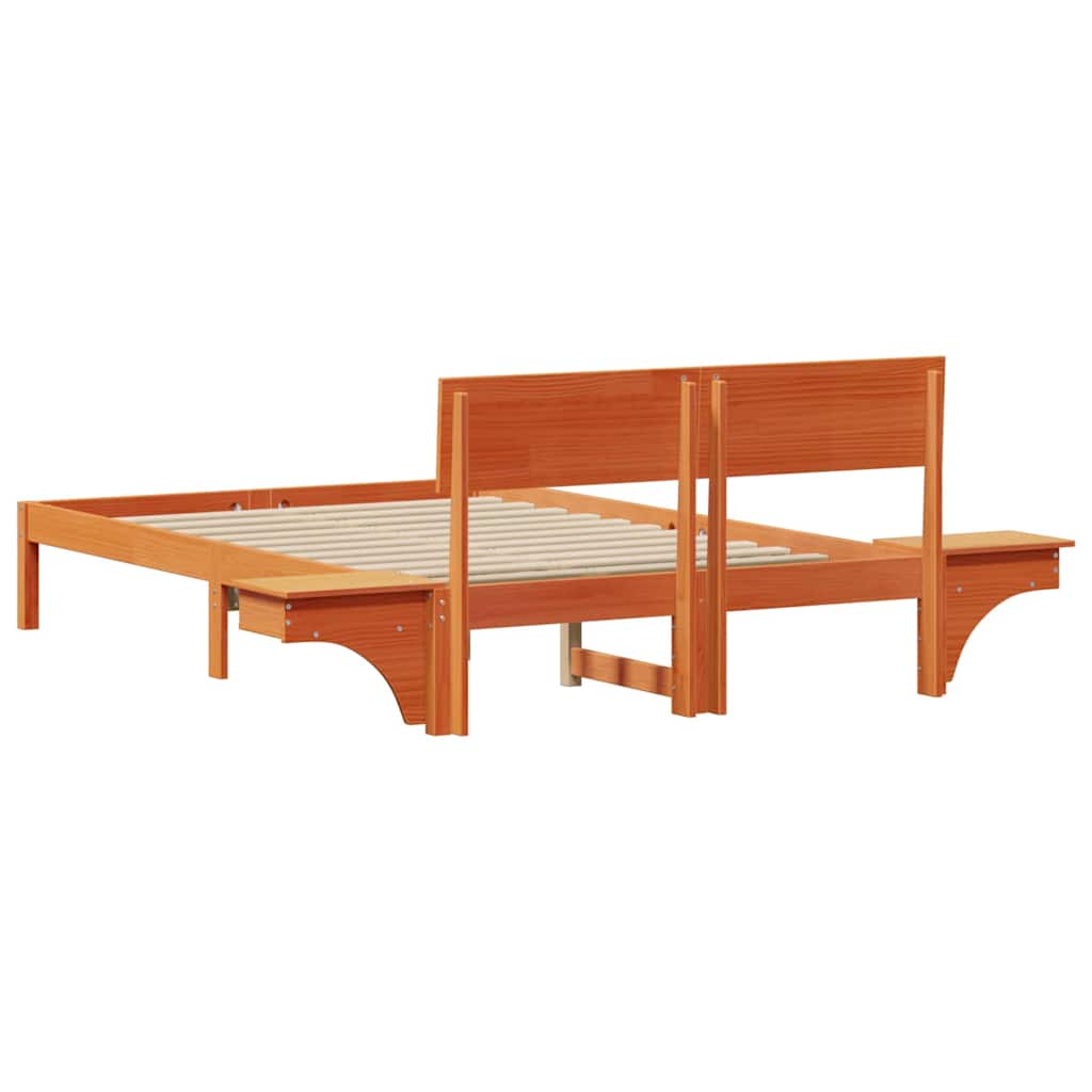 Sengestel med hovedgærde Voks brun 120 x 200 cm Massiv fyrretræ