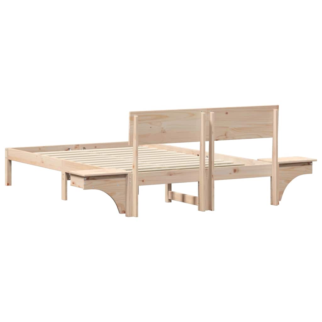 Sengestel med hovedgærde Brun 140 x 190 cm Massiv fyrretræ