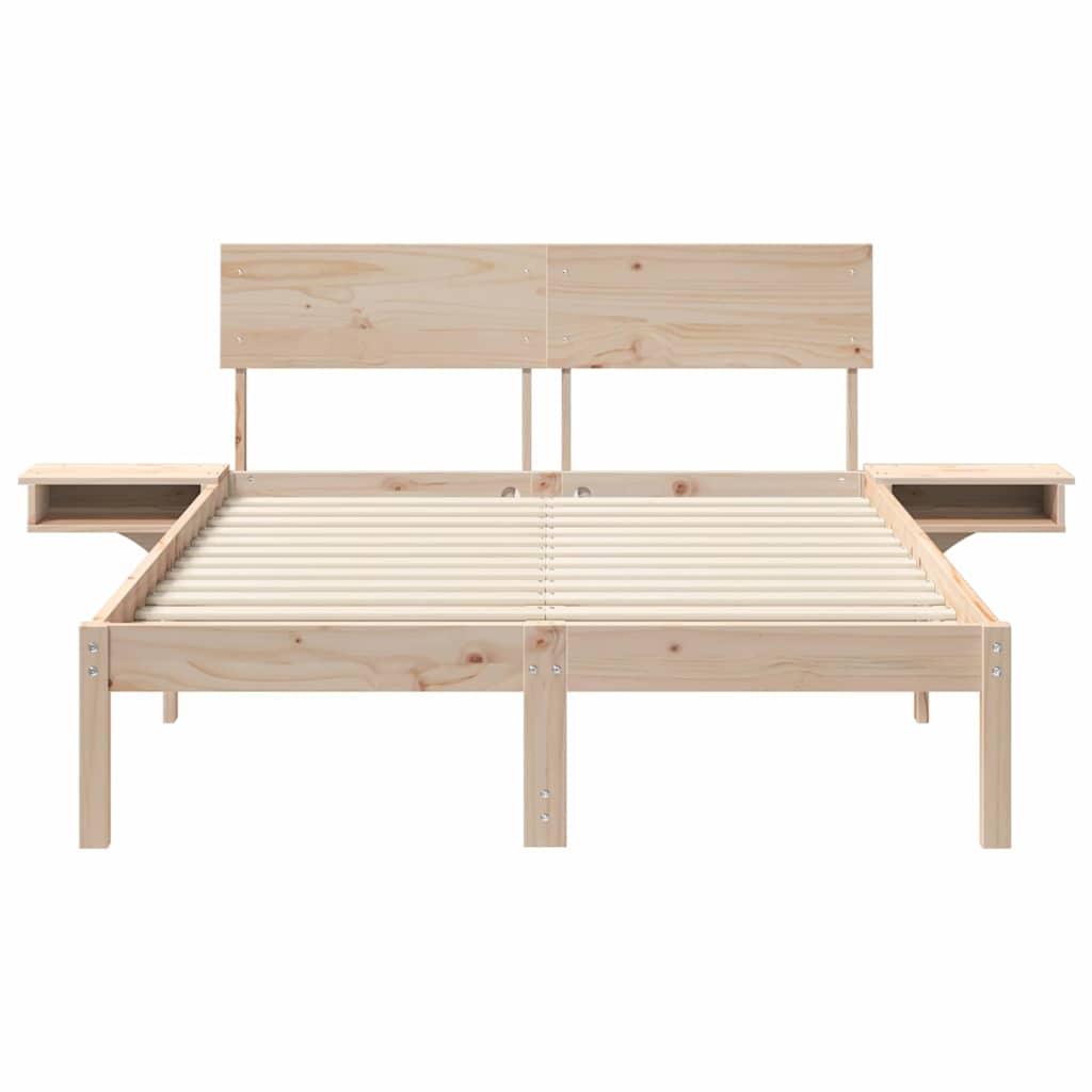 Sengestel med hovedgærde Brun 135 x 190 cm Massiv fyrretræ