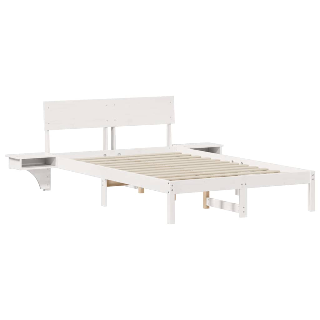 Sengestel med hovedgærde Hvid 135 x 190 cm Massiv fyrretræ