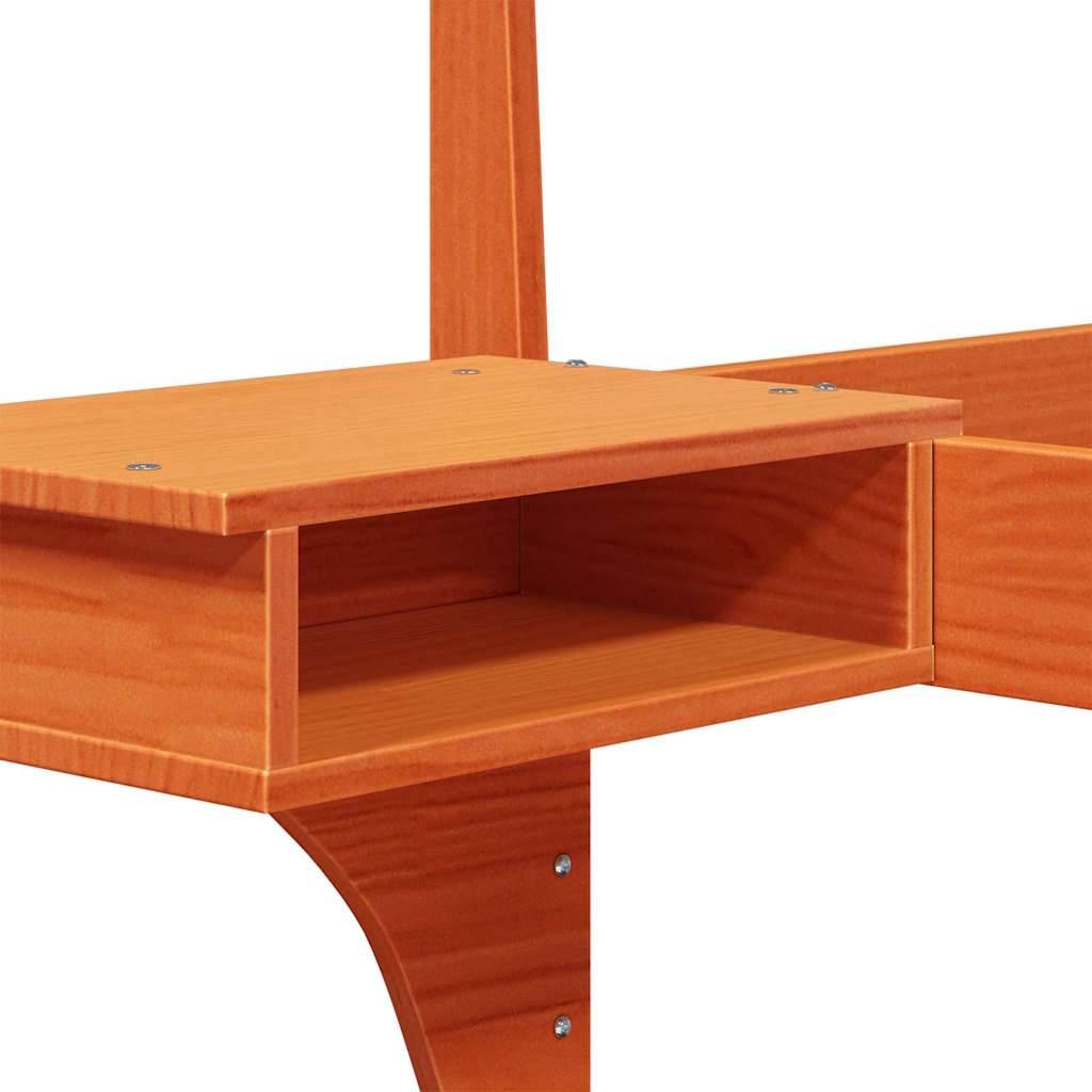 Sengestel med hovedgærde Voks brun 135 x 190 cm Massiv fyrretræ