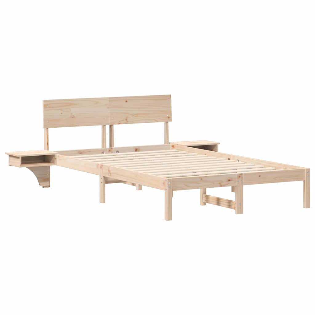 Sengestel med hovedgærde Brun 120 x 190 cm Massiv fyrretræ