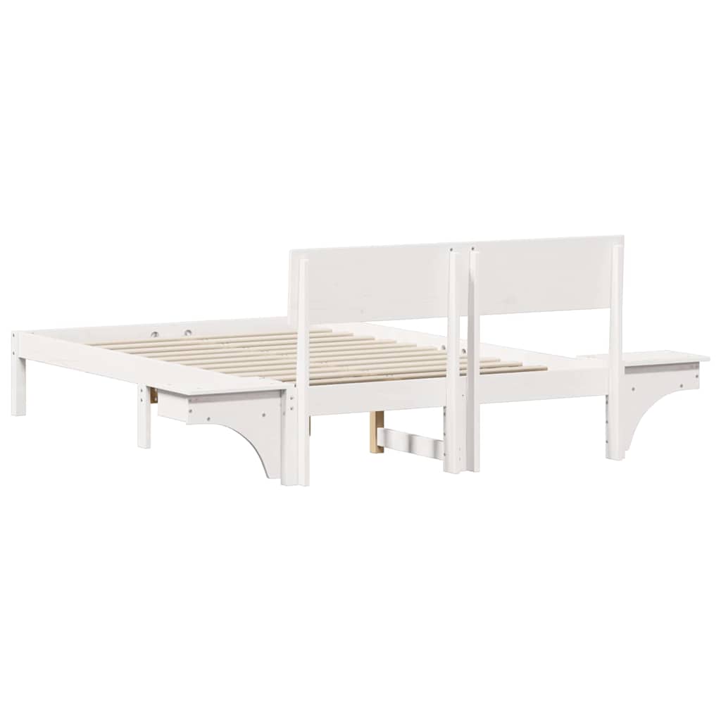 Sengestel med hovedgærde Hvid 120 x 190 cm Massiv fyrretræ
