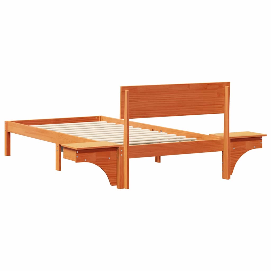 Sengestel med hovedgærde Voks brun 100 x 200 cm Massiv fyrretræ