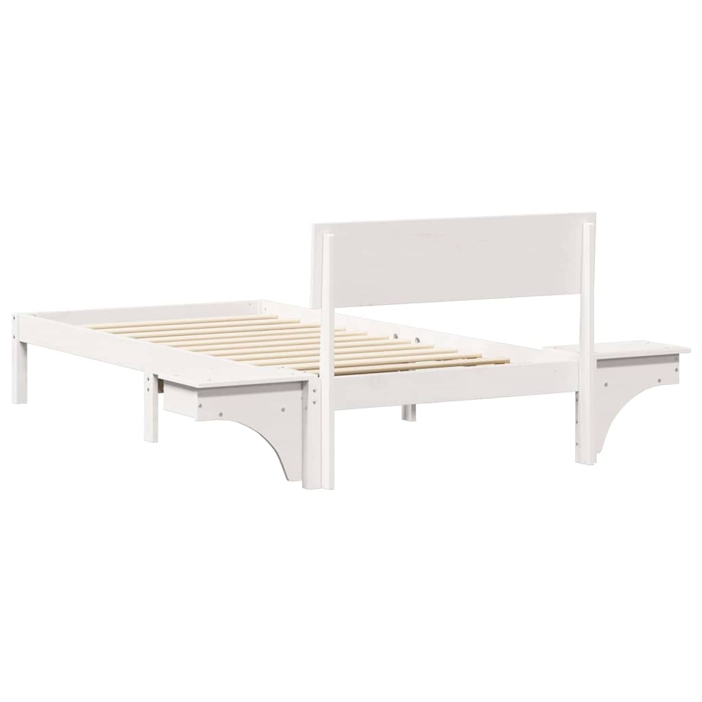 Sengestel med hovedgærde Hvid 90 x 200 cm Massiv fyrretræ