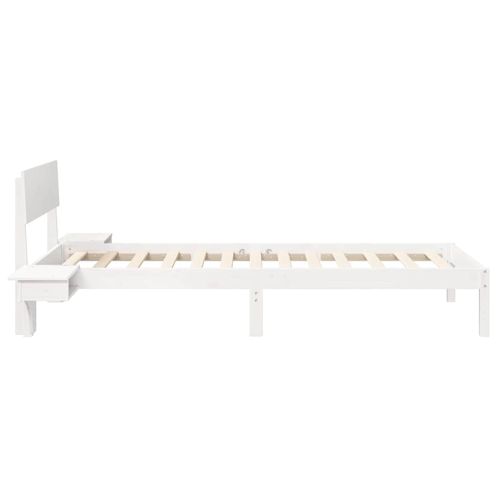 Sengestel med hovedgærde Hvid 90 x 200 cm Massiv fyrretræ