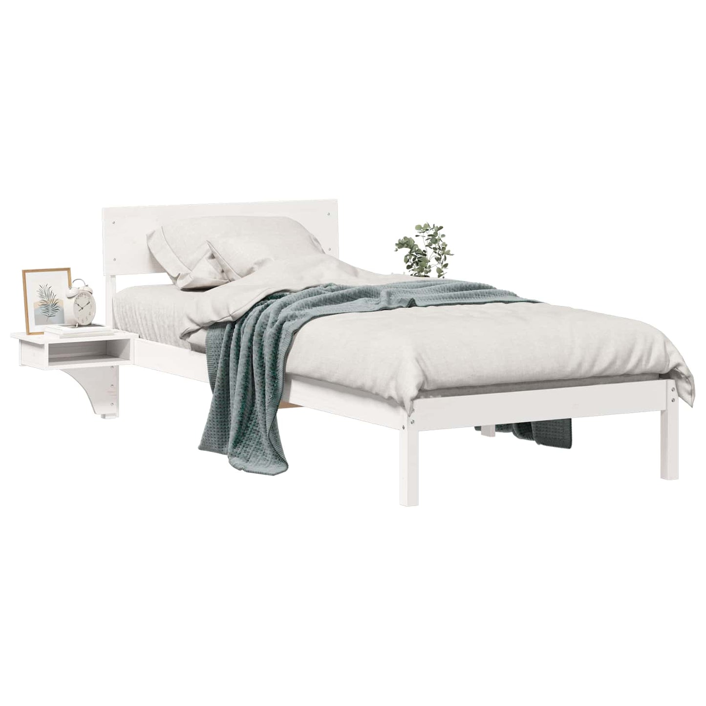 Sengestel med hovedgærde Hvid 90 x 190 cm Massiv fyrretræ