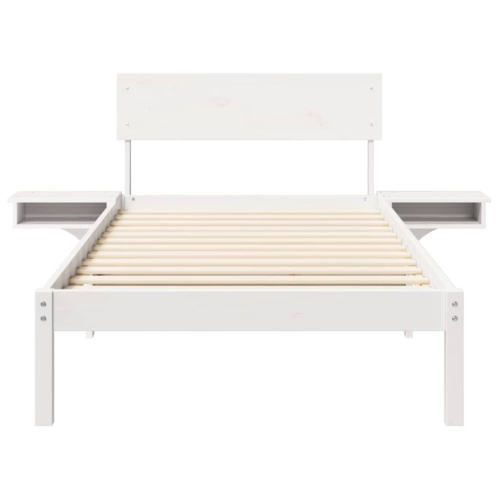 Sengestel med hovedgærde Hvid 90 x 190 cm Massiv fyrretræ