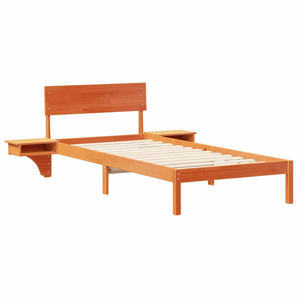 Sengestel med hovedgærde Voks brun 90 x 190 cm Massiv fyrretræ