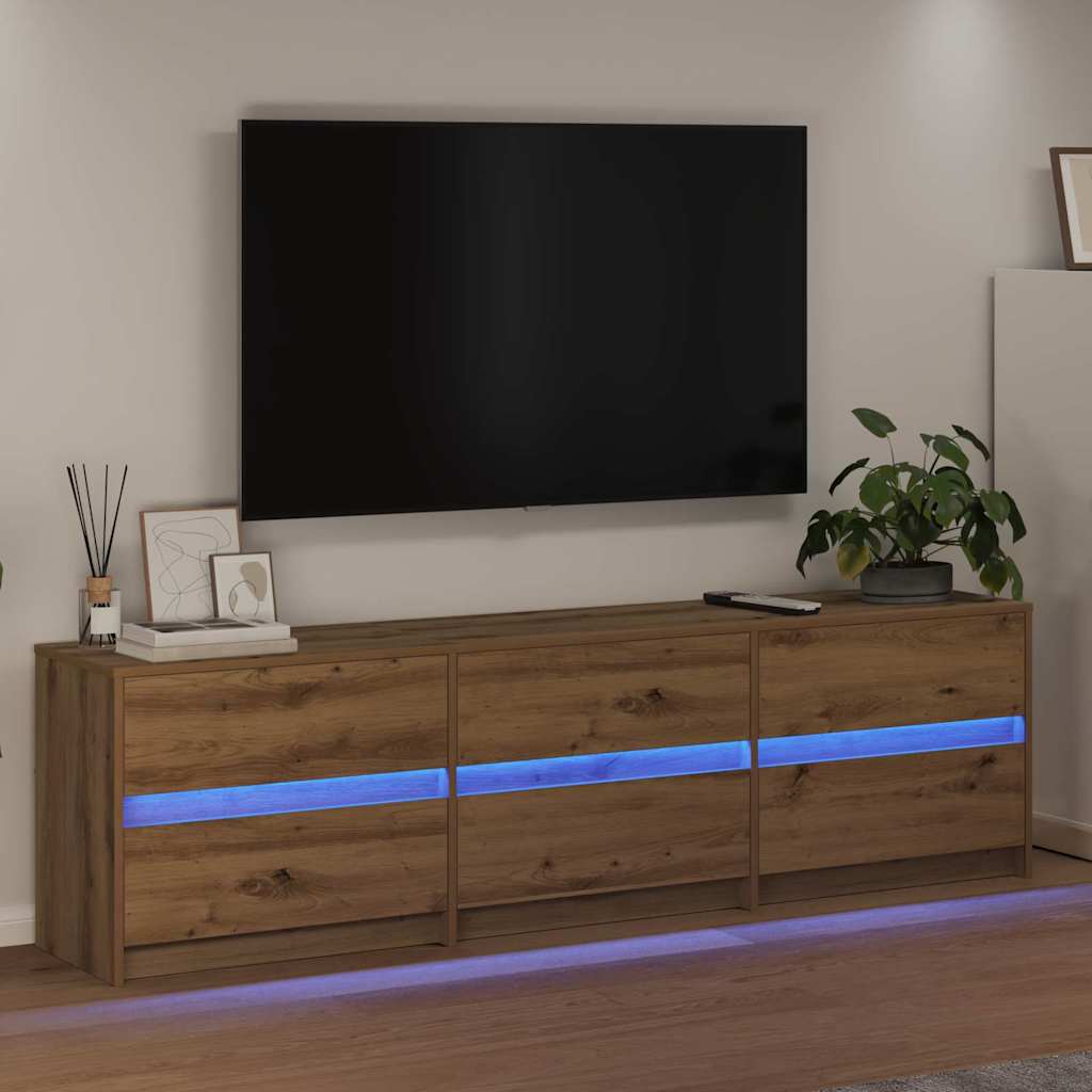 TV Enheder 2 pcs Artisan Egetræ Konstrueret træ
