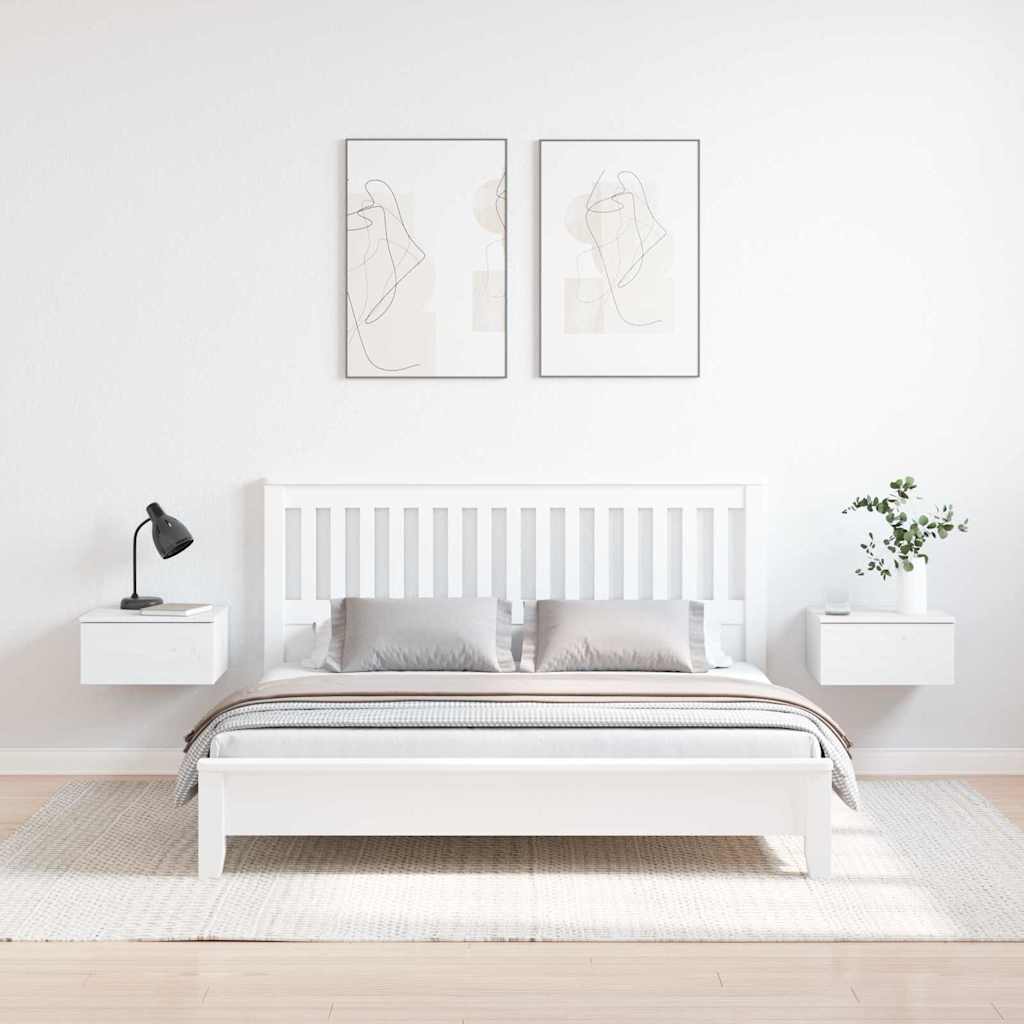 Sengebord 2 pcs Hvid 37 x 35 x 18,5 cm Massivt fyrretræ