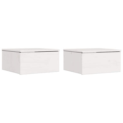 Sengebord 2 pcs Hvid 37 x 35 x 18,5 cm Massivt fyrretræ
