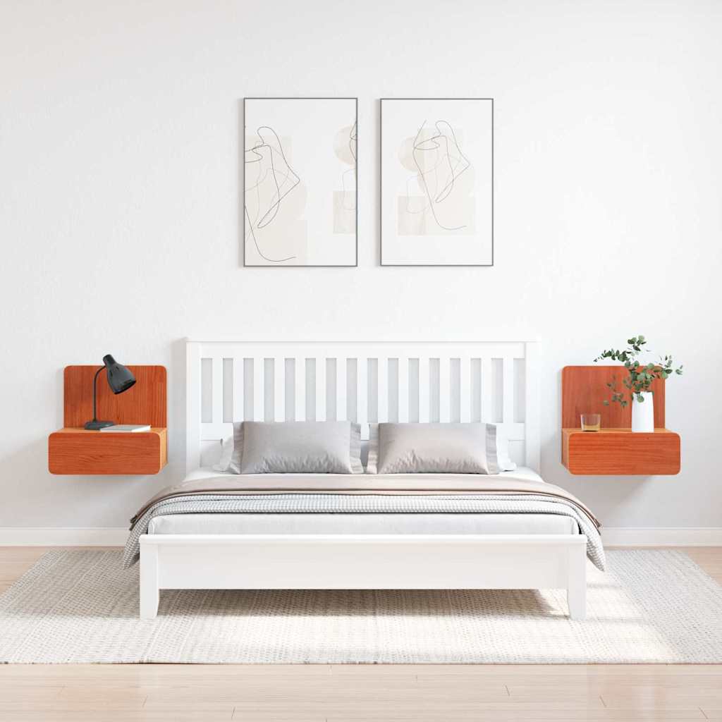Sengebord 2 pcs Voks brun 44 x 32,5 x 40 cm Massivt fyrretræ