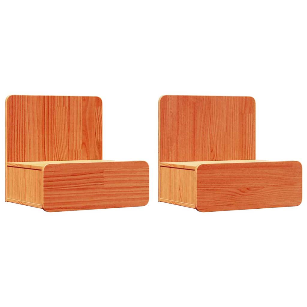 Sengebord 2 pcs Voks brun 44 x 32,5 x 40 cm Massivt fyrretræ
