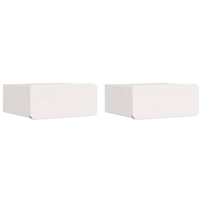 Sengebord 2 pcs Hvid 39 x 34 x 16,5 cm Massivt fyrretræ
