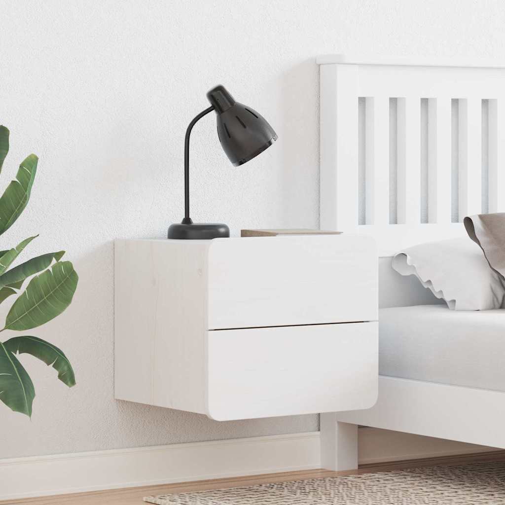 Sengebord 2 pcs Hvid 39 x 34 x 33 cm Massivt fyrretræ