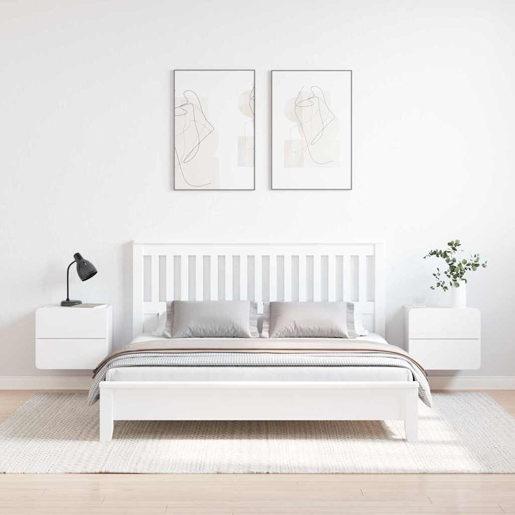 Sengebord 2 pcs Hvid 39 x 34 x 33 cm Massivt fyrretræ