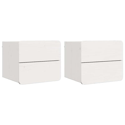 Sengebord 2 pcs Hvid 39 x 34 x 33 cm Massivt fyrretræ