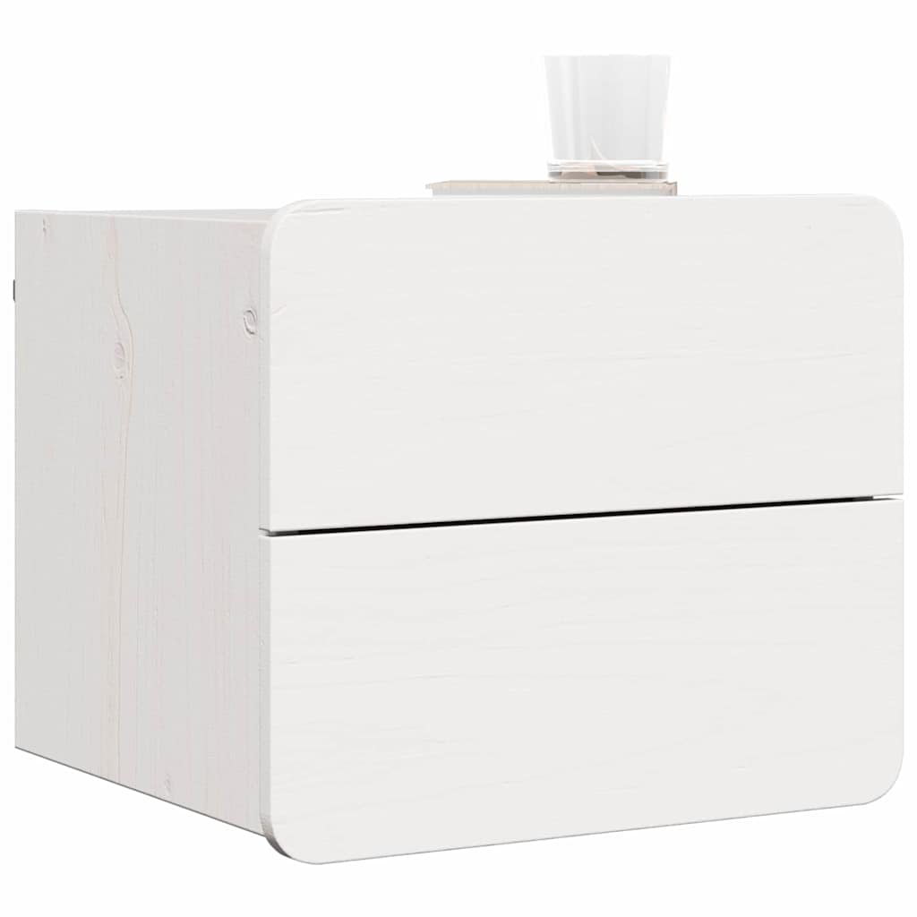 Sengebord 2 pcs Hvid 39 x 34 x 33 cm Massivt fyrretræ